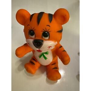 Vintage Stahlwood 1981 4 1/2” Tiger Squeak Toy Squeaker Works Squeaky Play Toy